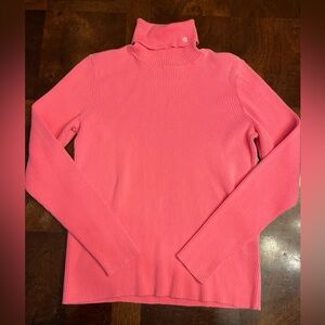 Vibrant Pink Lauren Ralph Lauren Ribbed Turtleneck Sweater M Excellent Condition